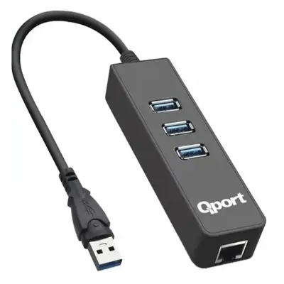 QPORT Q-U3G 3PORT USB3.0 ÇOKLAYICI & GIGABIT ETHERNET ADAPTOR  