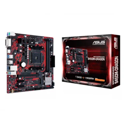 ASUS B450M-DRAGON DDR4 4400MHZ 1XHDMI 1XDVI 1XM.2 USB 3.1 MATX AM4 (2. VE 1.NESİL İŞLEMCİ UYUMLU)  