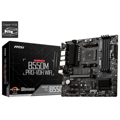 MSI B550M PRO-VDH WIFI DDR4 4400MHZ 1XVGA 1XHDMI 1XDP 2XM.2 USB 3.2 MATX AM4 (AMD 5000 VE 3000 SERİSİ İŞLEMCİ UYUMLU)  