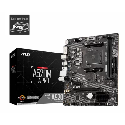 MSI A520M-A PRO DDR4 3200MHZ 1XHDMI 1XDVI 1XM.2 USB 3.2 MATX AM4 (AMD 5000 VE 3000 SERİSİ İŞLEMCİ UYUMLU)  