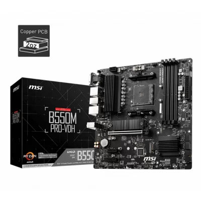 MSI B550M PRO-VDH DDR4 4400MHZ 1XVGA 1XDMI 1XDP 2XM.2 USB 3.2 MATX AM4 (AMD 5000 VE 3000 SERİSİ İŞLEMCİ UYUMLU)  