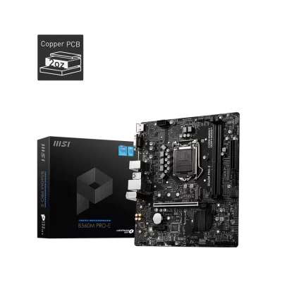 MSI B560M PRO-E DDR4 4800MHZ 1XVGA 1XHDMI 1XM.2 USB 3.2 MATX 1200P (10 VE 11. NESİL İŞLEMCİ UYUMLU)  