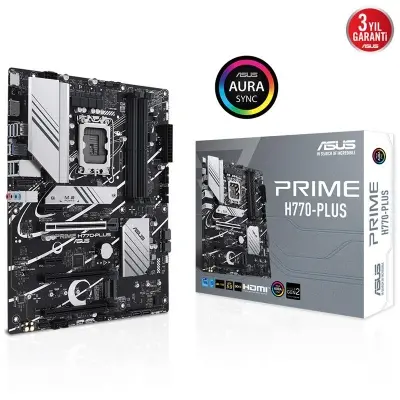 ASUS PRIME H770-PLUS DDR5 7200MHZ 1XHDMI 1XDP 3XM.2 USB 3.2 ATX 1700P (13. VE 12.NESİL İŞLEMCİ UYUMLU)  