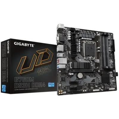 GIGABYTE B760M DS3H DDR4 5133MHZ 1XVGA 1XHDMI 1XDP 1XM.2 MATX 1700P (13. VE 12.NESİL İŞLEMCİ UYUMLU)  