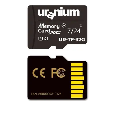 32 GB URANIUM UR-TF-32G MICRO SD CARD U3 7/24 SURVEILLANCE 100/40MBS INDUSTRIAL HAFIZA KARTI (3 YIL GARANTİ) 