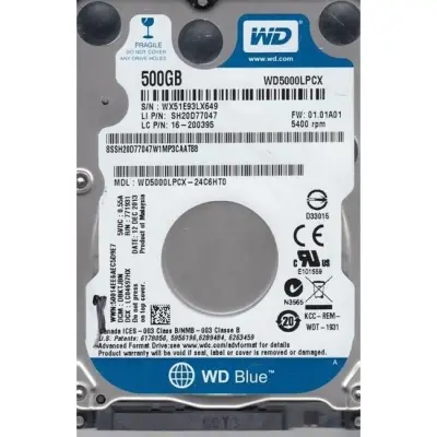500 GB 2.5 WD 5400 SATA3 16MB SLIM WD5000LPCX (RESMI DIST GARANTILI)  