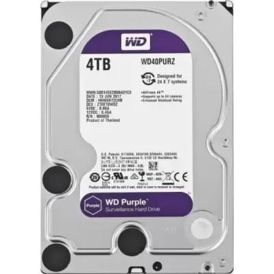 4 TB WD 3.5 PURPLE SATA3 5400RPM 64MB 7/24 GUVENLIK WD42PURZ (3 YIL RESMI DIST GARANTILI)  