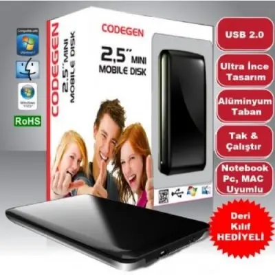 500 GB 2.5 CODEGEN MINI MOBILE PARLAK SIYAH  