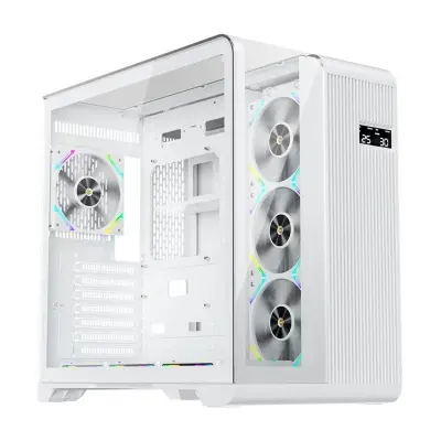 1ST PLAYER RT7 BEYAZ DIGITAL 850W 80+ GOLD FULL MODÜLER 4X12CM ARGB 3 TARAFLI TEMPERLİ CAM USB 3.0 - TYPE C ATX KASA 