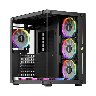 1ST PLAYER SP8 SİYAH 750W 80+ SILVER ATX 3.1 ARGB 7X12CM FAN TEMPERLİ CAM USB 3.0 ATX KASA 