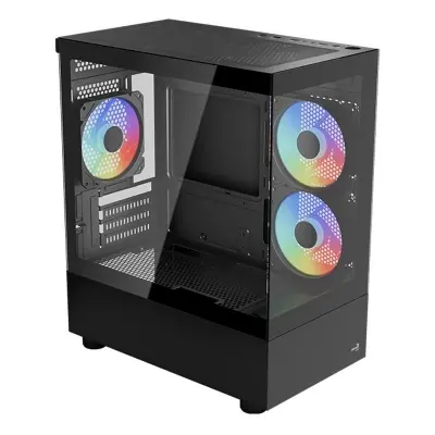 AEROCOOL VIEWPORT MINI ARGB 3*12CM FANLI TEMPERLİ CAM YAN ÖN PANEL USB 3.0 MATX KASA 