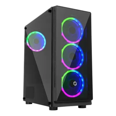 FRISBY FC-9280G 600W 4X120MM DUAL RING RENKLI IŞIKLI FAN USB 3.0 GAMING SİYAH KASA 