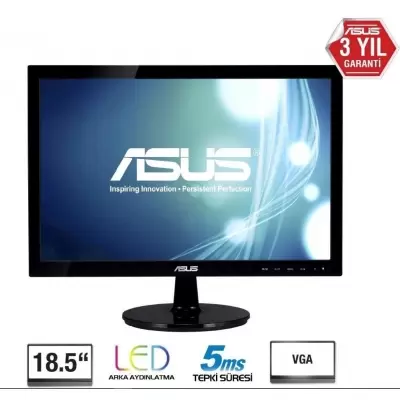 18.5 ASUS VS197DE 5MS 75MHZ 1XVGA WXGA 1366X768 VESA SİYAH 