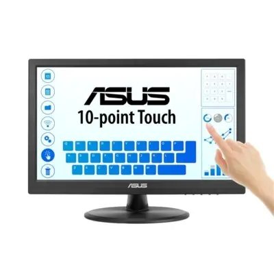 15.6 ASUS VT169HE IPS 5MS 60MHZ 1XVGA 1XHDMI FHD 1920X1080 DOKUNMATİK EKRAN FLICKER FREE ÇERÇEVESİZ VESA SİYAH 