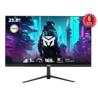 23.8 CUBE PF-24V165F VA 1MS 165HZ HDMI DP USB FHD 1920X1080 FREESYNC VESA RGB SIYAH GAMING SIFIR OLU PIXEL 