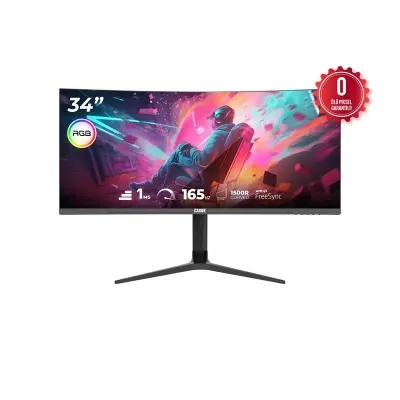 34 CUBE PA-34V165C VA 1MS 165HZ HDMI DP TYPE-C USB 2K WQHD 3440X1440 CURVED YUKSEKLIK AYARI VESA RGB FRE SIFIR OLU PIXEL 
