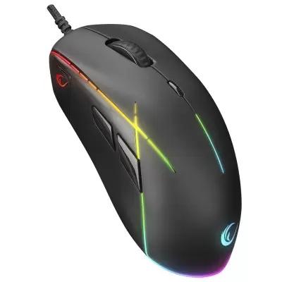 RAMPAGE SMX-R115 GEAR-X SİYAH-RGB IŞIKLI USB 6400DPI 8 MAKRO TUŞLU KABLOLU GAMING MOUSE 