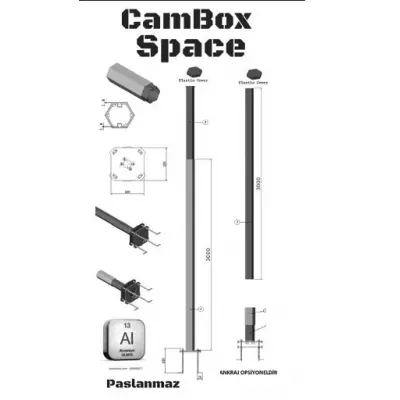 CAMBOX SPACE3000 3 METRE ALIMINYUM ALISIMLI METAL PASLANMAZ 6 GEN DIREK 