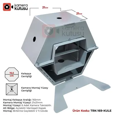 KAMERA KUTUSU TRK-169-T KULE 8 KÖŞELİ MONTAJ KUTUSU (ALT AÇILABİLİR) 