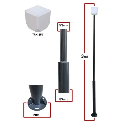KAMERA KUTUSU RK-300-X+154 / 3MT (89X51X2MM) METAL DİREK + TRK-154 KÜP İLE BİRLİKTE (7016 DÜZ MAT ANTRASİT FIRIN BOYALI)