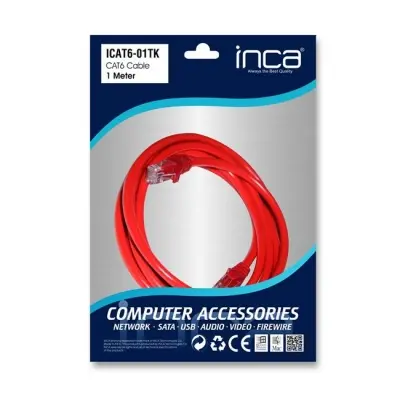 INCA ICAT6-01TK 1MT CAT6 UTP PATCH KABLO KIRMIZI  