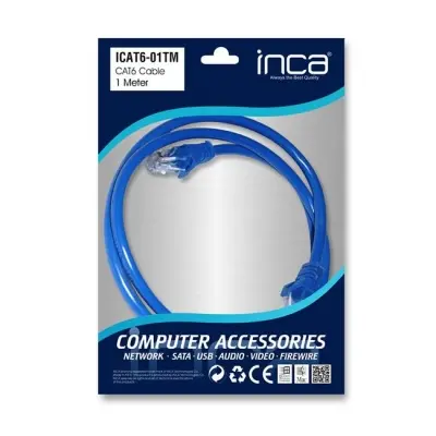 INCA ICAT6-01TM 1MT CAT6 UTP PATCH KABLO MAVİ  