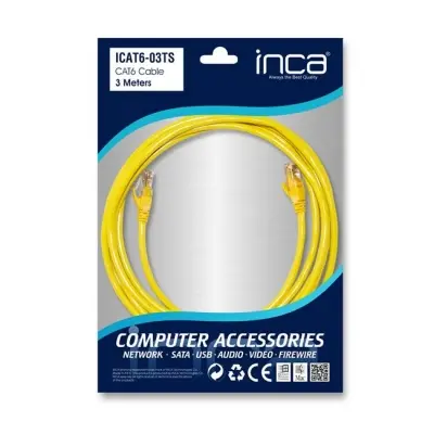 INCA ICAT6-03TS 3MT CAT6 UTP PATCH KABLO SARI  