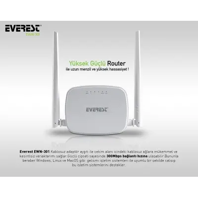 EVEREST EWR-301 300MBPS AP+REPEATER (ÇİFT ANTEN) 