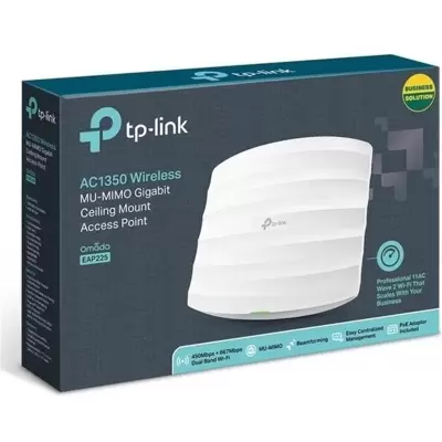 TP-LINK OMADA EAP225 AC1350 DUAL BAND WIFI 1XGBIT RJ45 450MBPS/2.4GHZ/867MBPS/5GHZ ACCESS POINT (POE ADAPTÖRÜ DAHİL)  