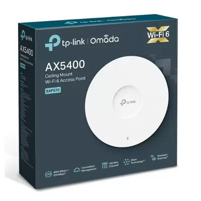 TP-LINK OMADA EAP670 AX3600 DUAL BAND WI-FI6 1X2.5GBIT RJ45 PORT 574MBPS/2.4GHZ/4804MBPS/5GHZ ACCESS POINT (ADAPTÖRLÜ)  