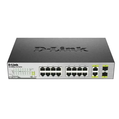 D-LINK DES-1018MP 16 PORT 10/100+ 2XRJ45/2X1GB SFP COMBO 246W POE L2 RACKMOUNT SWITCH  