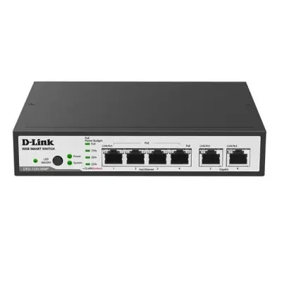 D-LINK DES-1100-06MP 4X10/100 + 2X1GB RJ45 UPLINK L2 94W POE SWITCH  