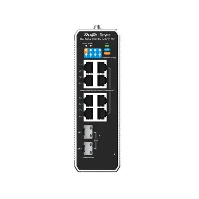 RUIJIE REYEE RG-NIS2100-8GT2SFP-HP 8 PORT GIGABIT+ 2XGB SFP UPLINK 240W POE CLOUD YÖNETİLEBİLİR ENDÜSTRİYEL SWITCH 