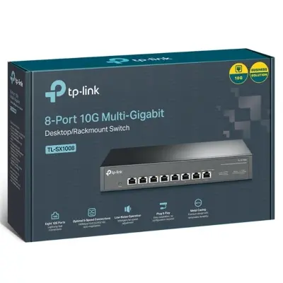TP-LINK TL-SX1008 8 PORT 10G MULTI GIGABIT RJ45 METAL KASA RACKMOUNT SWITCH  