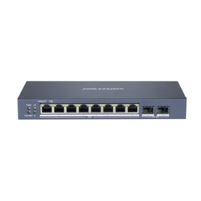 HIKVISION DS-3E1510P-SI 8 PORT GIGABIT+2 PORT GIGABIT SFP UPLINK 110W 300 METRE POE SMART YÖNETİLEBİLİR RACKMOUNT SWITCH 