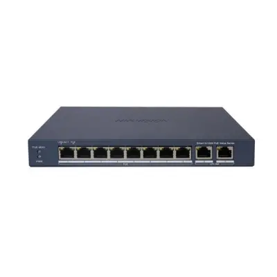 HIKVISION DS-3E1310P-EI/M 8 PORT 10/100 + 2 PORT GIGABIT RJ45 UPLINK 60W 300 METRE POE SMART YÖNETİLEBİLİR SWITCH 