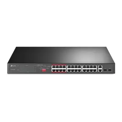 TP-LINK TL-SL1226P 24 PORT 10/100 +2X GIGABIT RJ45/SFP COMBO 250 METRE POE MESAFE 250W RACKMOUNT SWITCH  