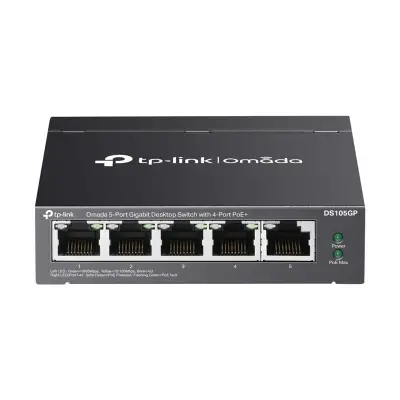 TP-LINK DS105GP 5 PORT GIGABIT + 4 PORT POE+ 65W YÖNETİLEMEZ RACKMOUNT SWITCH  