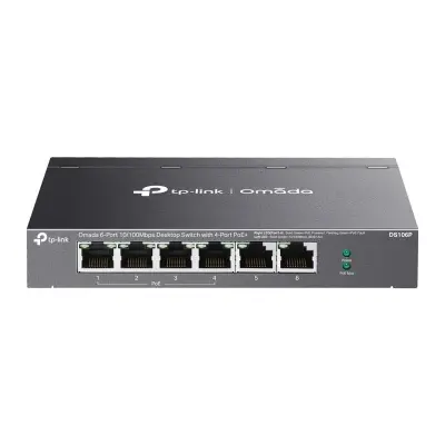 TP-LINK DS106P 4 PORT 10/100+2 PORT 10/100 UPLINK 67W 250 METRE POE MESAFE METAL KASA SWITCH  