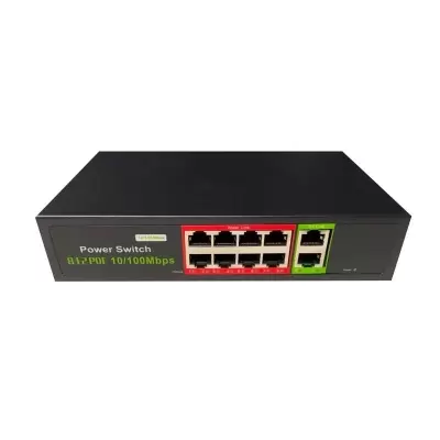 URANIUM POE-8002-96W 8 PORT 10/100 + 2 PORT 10/100 RJ45 UPLINK POE SWITCH (REALTEK CHIPSET)  