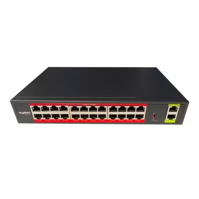 URANIUM POE-2420-260W 24 PORT 10/100+2X GIGABIT RJ45 UPLINK RACKMOUNT POE SWITCH (REALTEK CHIPSET)  