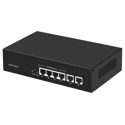 URANIUM POE-4020-55W 4 PORT 10/100 + 2 PORT 10/100 RJ45 UPLINK POE SWITCH (REALTEK CHIPSET)  