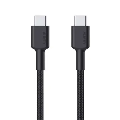 AUKEY CB-CD45-BK PD NAYLON ÖRGÜLÜ TYPE-C TYPE-C ŞARJ KABLOSU 0.9MT 