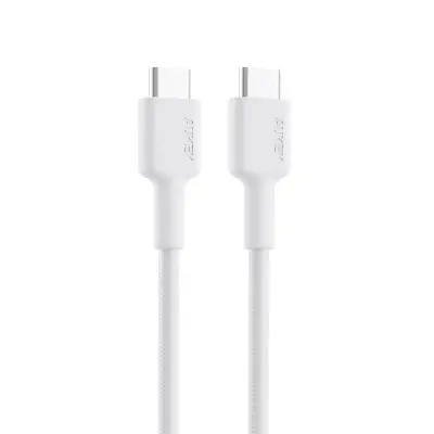 AUKEY CB-CD45-WH PD NAYLON ÖRGÜLÜ TYPE-C TYPE-C ŞARJ KABLOSU 0.9MT 