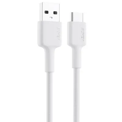 AUKEY CB-CD30-WH NAYLON ÖRGÜLÜ USB-A TYPE-C ŞARJ KABLOSU 0.9MT 