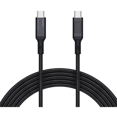 AUKEY CB-MCC102-BK 100W NAYLON ÖRGÜLÜ 5A 480MBPS TYPE-C TYPE-C LCD EKRANLI KABLO 1.8MT 