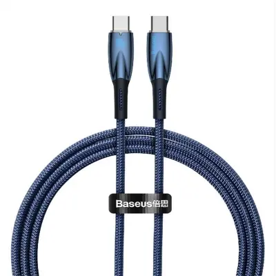 BASEUS GLIMMER SERIES 100W 100 CM PD TYPE-C TO TYPE-C ŞARJ KABLOSU MAVİ CADH000703 