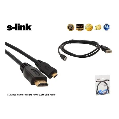 S-LINK SL-MH15 HDMI TO MICRO HDMI 1.5M GOLD KABLO 