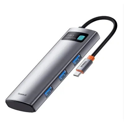 BASEUS STARJOY GRI 7IN1 HUB GİRİŞ:TYPE-C, ÇIKIŞ:USB X3, TYPE-C X1, HDMI X1, MICROSD X1, SD X1 B00030708811-00  