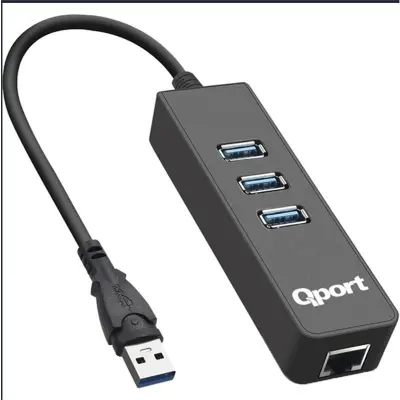 QPORT Q-U3G 3PORT USB3.0 ÇOKLAYICI & GIGABIT ETHERNET ADAPTOR  